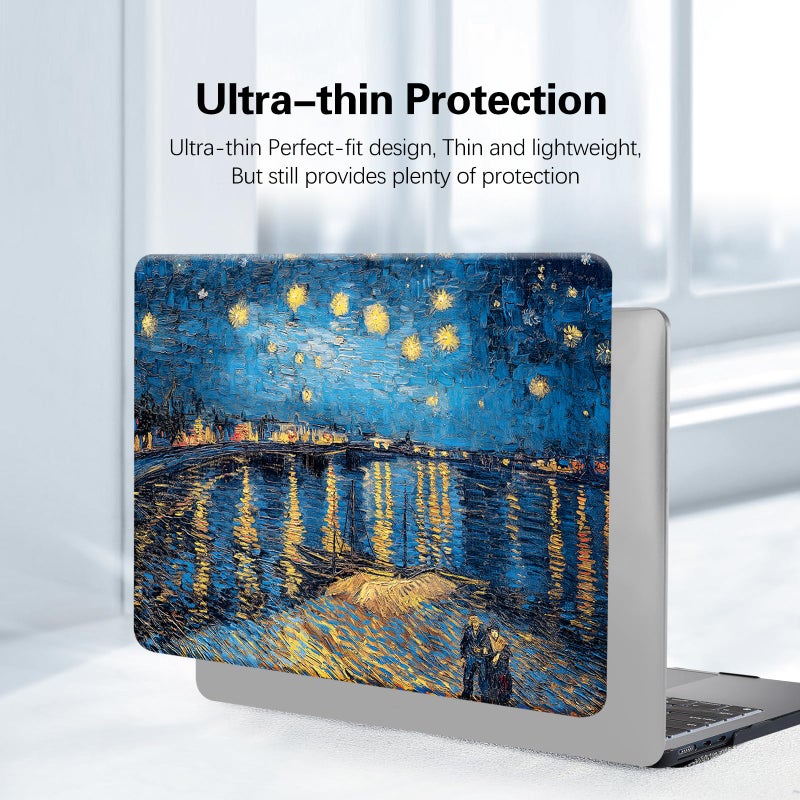 Funut Compatible with MacBook Air 13 inch Case 2021 2020 2019 2018 Model A2337 M1 A2179 A1932 Plastic Hard Shell Case Protective Cover for MacBook Air 13 with Touch ID, Starry Night - Image 3